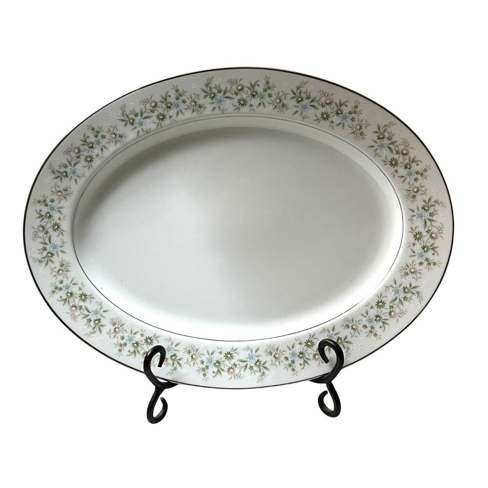 Noritake Savannah 2031 Oval Serving Platter Fine China Floral Design Japan 13.5”